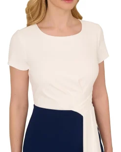 Color-Block Draped Short Dress