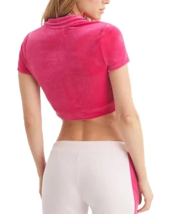 Color-Block Mock Neck Zip-Up Tee