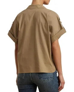 Cotton Blend Short Sleeve Camp Shirt