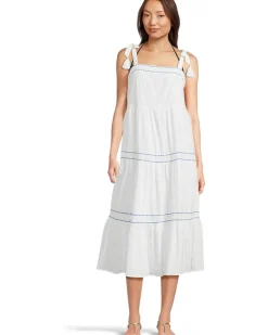 Cotton Clip Sq Neck Tiered Midi