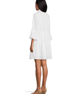 Cotton Clip Tiered Shirt Dress