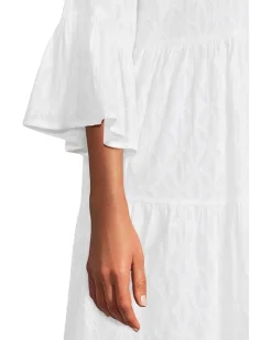 Cotton Clip Tiered Shirt Dress