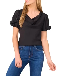 Cowl Neck Bubble Short Sleeve Top