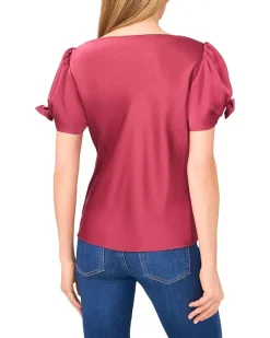 Cowl Neck Bubble Short Sleeve Top