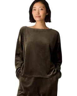 Cozy Velour Knit Bateau Neck Boxy Top