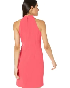 Crepe Bow Neck Halter Dress