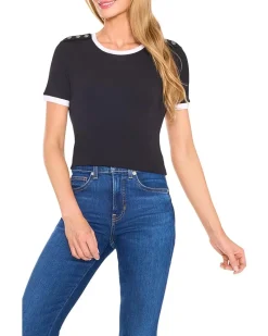 Crest Button Detail Baby Tee