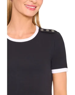 Crest Button Detail Baby Tee