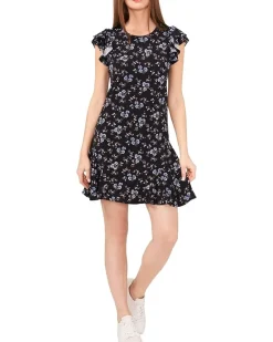 Crew Neck Double Ruffle Sleeve Dress