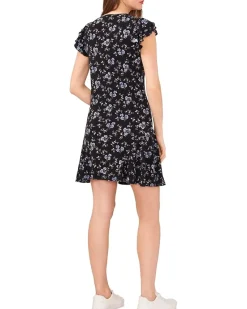 Crew Neck Double Ruffle Sleeve Dress