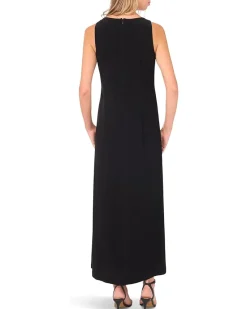 Crew Neck Gathered Twist Maxi w/ Gold Trim Ring