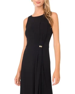 Crew Neck Gathered Twist Maxi w/ Gold Trim Ring