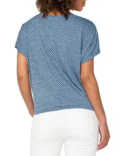 Crew Neck Knit Top With Front Twist Detail
