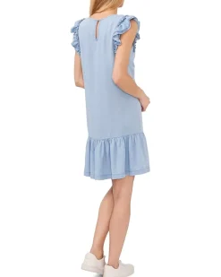 Crew Neck Ruffle Sleeve Dress