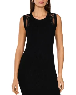 Crew Neck Tank Dress With Embroidery Mesh