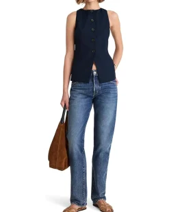 Crewneck Cutaway Vest - Tencel Twill