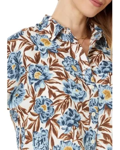 Crop Dolman Shirt in Floral 100% Linen