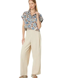 Crop Dolman Shirt in Floral 100% Linen