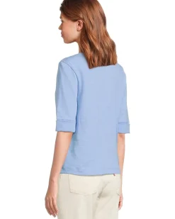 Cuffed Sleeve Split Neck