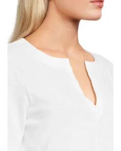 Cuffed Sleeve Split Neck