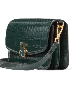 Dakota Croc Embossed Leather Medium Convertible Shoulder Bag