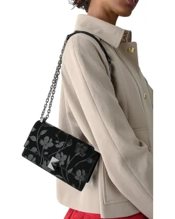 Deco Uptown Blooms Printed Suede Mini Flap Chain Crossbody