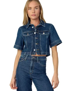Denim Trucker Short Sleeve Top