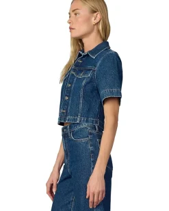 Denim Trucker Short Sleeve Top