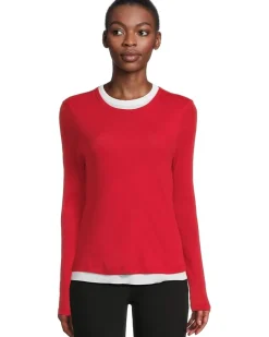 Double Layer Long Sleeve, Crew Neck- Knit Top