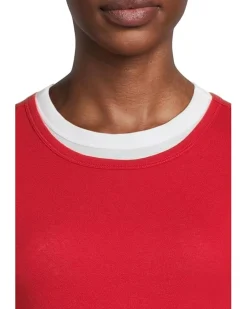 Double Layer Long Sleeve, Crew Neck- Knit Top