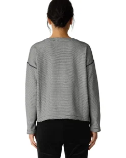 Doubleknit Organic Cotton Stripe Round Neck Reversible Top