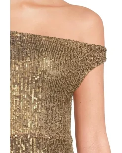 Drop Shoulder Fitted Gown With Side Slit