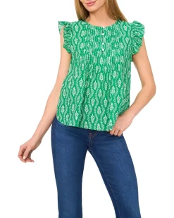 Drop Shoulder Kissing Placket Pintuck Top