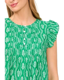 Drop Shoulder Kissing Placket Pintuck Top