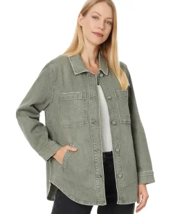 Drop Shoulder Overshirt W/ Shirt Tail Hem