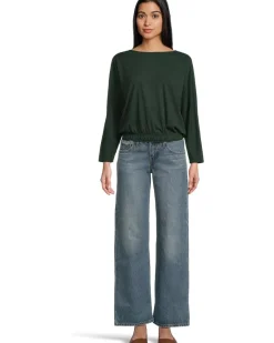 Elastic Hem Dolman Boatneck