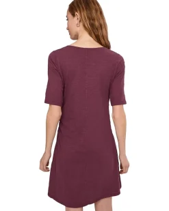 Elbow Sleeve Below The Knee Shirred Dress