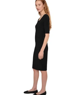 Elbow Sleeve Below The Knee Ruched Dress