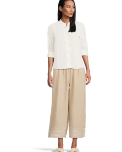 Elbow Sleeve Bow Placket Blouse