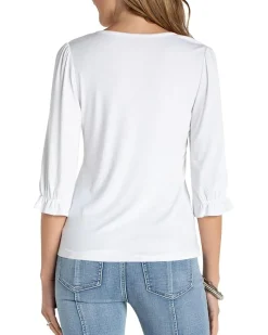 Elbow Sleeve Notch Knit Tee