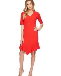 Elbow Sleeve Ruffle Flounce Dress