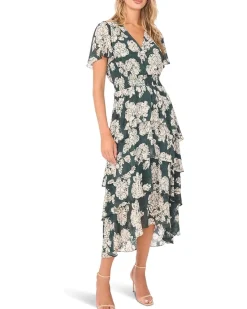 Elbow Sleeve Smocked Waist Tiered Maxi Dress