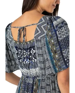 Elbow Sleeve Square Neck Woven Maxi Dress With Pockets