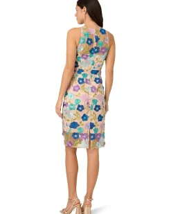 Embroidered Column Midi Dress
