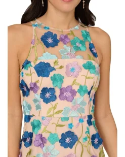 Embroidered Column Midi Dress