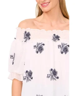 Embroidery Off The Shoulder Blouse