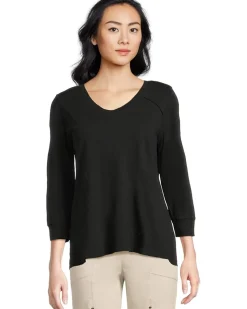 Enzyme Wash Jersey - V neck -3/4 Sleeve Tee