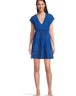 Eyelet Cove Vneck Short Dress