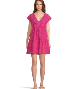 Eyelet Cove Vneck Short Dress