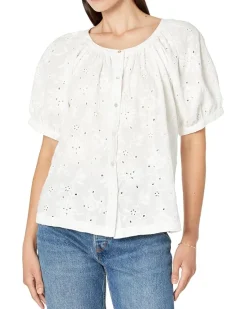 Eyelet Peasant Top